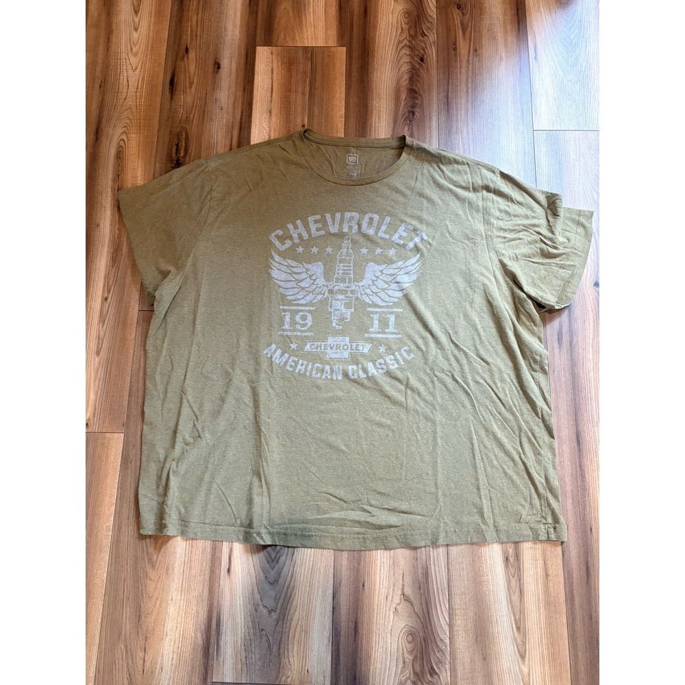 GM Official Chevrolet T-shirt Army Olive Green Men's 3XL Soft Short Sleeve